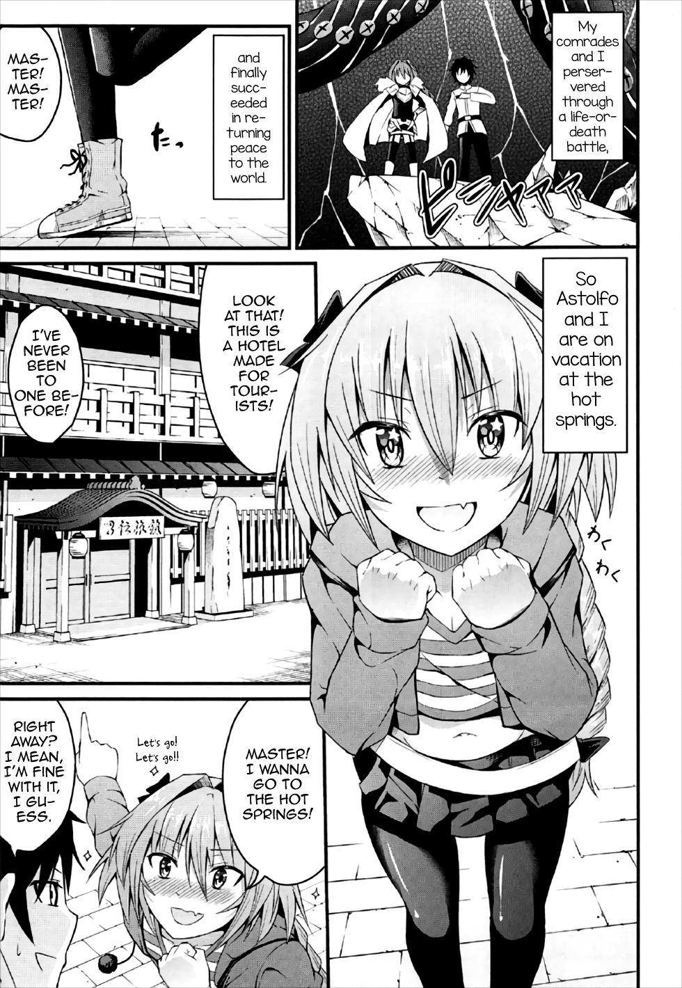 Hotel Sekai ga Heiwa ni Natta node Astolfo to Onsen Ryokou ni Ikimashita - Fate grand order Unshaved - Page 2